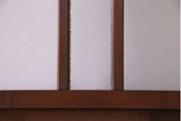 昭和レトロ　オリジナルガラス入り　異なるガラスの組み合わせがおしゃれなガラス帯戸2枚セット(引き戸、建具)
