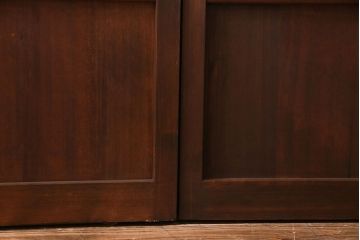 昭和レトロ　オリジナルガラス入り　異なるガラスの組み合わせがおしゃれなガラス帯戸2枚セット(引き戸、建具)