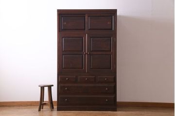 中古美品　松本民芸家具　直線的なデザインが美しいD型和タンス(箪笥、チェスト)(定価約54万円)