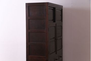 中古美品　松本民芸家具　直線的なデザインが美しいD型和タンス(箪笥、チェスト)(定価約54万円)