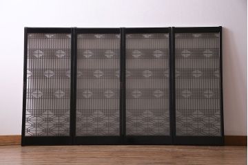 ラフジュ工房オリジナル　古い書院戸を取り入れた組子ガラス戸棚(収納棚、サイドボード)