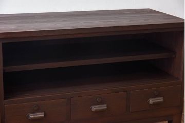 レトロ家具　昭和レトロ　リメイク　オープンラックの脚付ローボード(リビングボード)(1)
