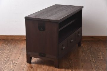 レトロ家具　昭和レトロ　リメイク　オープンラックの脚付ローボード(リビングボード)(1)