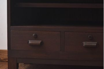レトロ家具　昭和レトロ　リメイク　オープンラックの脚付ローボード(リビングボード)(1)