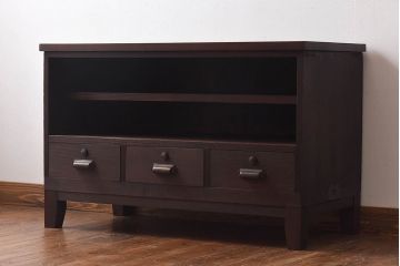 レトロ家具　昭和レトロ　リメイク　オープンラックの脚付ローボード(リビングボード)(2)