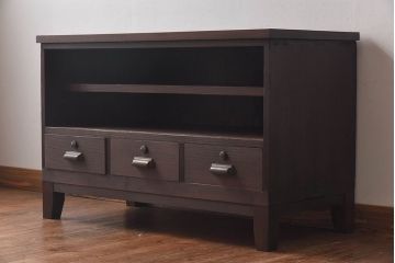 レトロ家具　昭和レトロ　リメイク　オープンラックの脚付ローボード(リビングボード)(2)