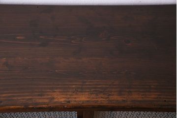 レトロ家具　和製アンティーク　オリジナル花ガラス入り!　レトロなアンティーク色ガラスが魅力的な食器棚(収納棚、キッチンボード、戸棚)