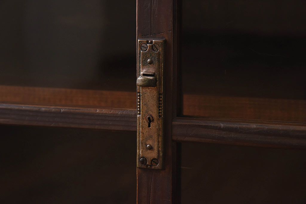 アンティーク家具　リメイク　天板黒柿材　独特な杢目が魅力の鉄脚ローボード(戸棚、リビングボード)