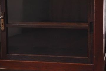 アンティーク家具　リメイク　天板黒柿材　独特な杢目が魅力の鉄脚ローボード(戸棚、リビングボード)