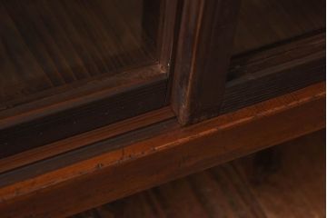 アンティーク家具　リメイク　天板黒柿材　独特な杢目が魅力の鉄脚ローボード(戸棚、リビングボード)