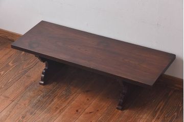 アンティーク家具　和製アンティーク　総ケヤキ材　贅沢な作りが魅力の文机(ローテーブル、座卓)