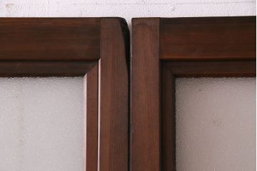 上手物　ケヤキ材使用　組子で富士が描かれたガラス戸(引き戸、建具)4枚セット