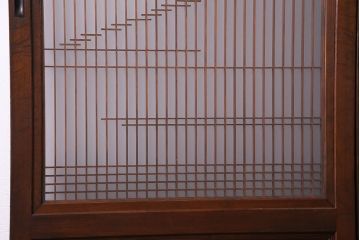 上手物　ケヤキ材使用　組子で富士が描かれたガラス戸(引き戸、建具)4枚セット