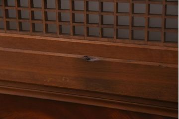 上手物　ケヤキ材使用　組子で富士が描かれたガラス戸(引き戸、建具)4枚セット