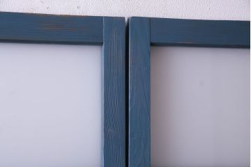 昭和初期　ペイント建具　色ガラスがアクセントになったペイントガラス戸2枚セット(引き戸、建具)