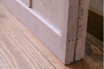 ペイント家具　ダイヤガラス　レトロでシャビーな雰囲気を楽しめるガラス戸2枚セット(窓、引き戸)