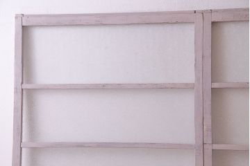 ペイント家具　ダイヤガラス　レトロでシャビーな雰囲気を楽しめるガラス戸2枚セット(窓、引き戸)