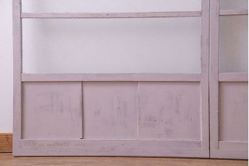 ペイント家具　ダイヤガラス　レトロでシャビーな雰囲気を楽しめるガラス戸2枚セット(窓、引き戸)