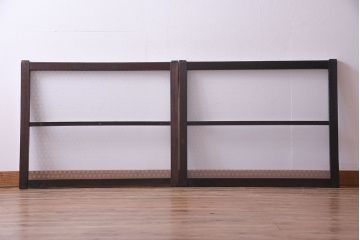 昭和レトロ　オリジナルガラス 組子モチーフの花ガラスが魅力の引き戸2枚セット(窓、ガラス戸、建具)