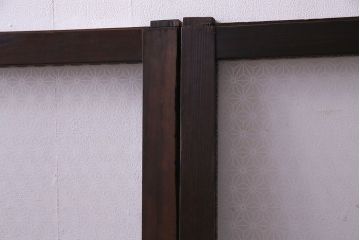 昭和レトロ　オリジナルガラス 組子モチーフの花ガラスが魅力の引き戸2枚セット(窓、ガラス戸、建具)