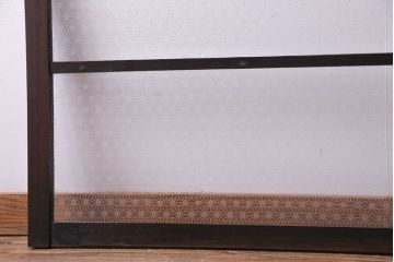 昭和レトロ　オリジナルガラス 組子モチーフの花ガラスが魅力の引き戸2枚セット(窓、ガラス戸、建具)