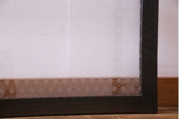 昭和レトロ　オリジナルガラス 組子モチーフの花ガラスが魅力の引き戸2枚セット(窓、ガラス戸、建具)