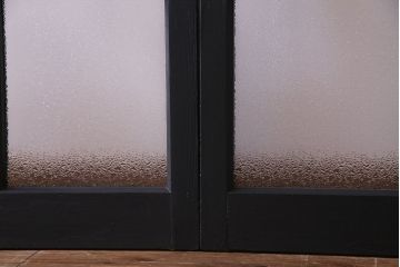 ペイント家具　色ガラス入り　モダンな雰囲気を演出するガラス戸(窓、建具、引き戸、格子戸)3枚組