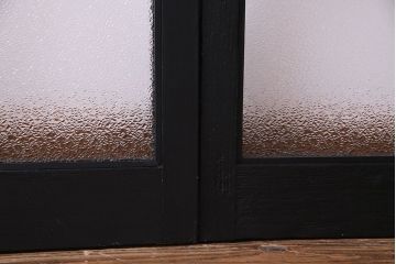 ペイント家具　色ガラス入り　モダンな雰囲気を演出するガラス戸(窓、建具、引き戸、格子戸)3枚組