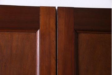 昭和レトロ　両開き　モールガラス入り!　大振りサイズが魅力的な親子ドア(建具、扉、木製ドア)1対