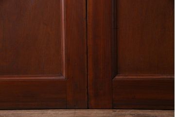 昭和レトロ　両開き　モールガラス入り!　大振りサイズが魅力的な親子ドア(建具、扉、木製ドア)1対