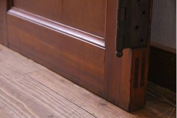 昭和レトロ　両開き　モールガラス入り!　大振りサイズが魅力的な親子ドア(建具、扉、木製ドア)1対