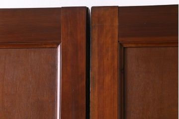 昭和レトロ　両開き　モールガラス入り!　大振りサイズが魅力的な親子ドア(建具、扉、木製ドア)1対