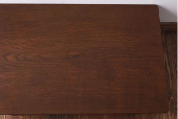 アンティーク家具　大正昭和初期　天板栗材一枚板　脚のデザインがユニークな座卓(ちゃぶ台、ローテーブル、センターテーブル)