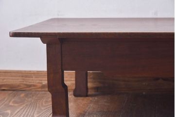 アンティーク家具　大正昭和初期　天板栗材一枚板　脚のデザインがユニークな座卓(ちゃぶ台、ローテーブル、センターテーブル)