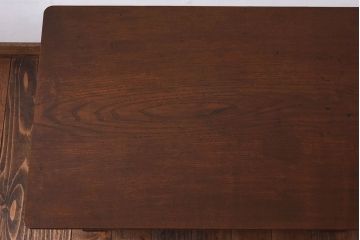 アンティーク家具　大正昭和初期　天板栗材一枚板　脚のデザインがユニークな座卓(ちゃぶ台、ローテーブル、センターテーブル)
