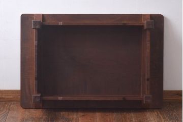 アンティーク家具　大正昭和初期　天板栗材一枚板　脚のデザインがユニークな座卓(ちゃぶ台、ローテーブル、センターテーブル)