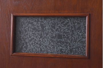 昭和レトロ　両開き　結霜ガラス入り!シンプルな木製アンティークドア(扉)2枚1対(1)