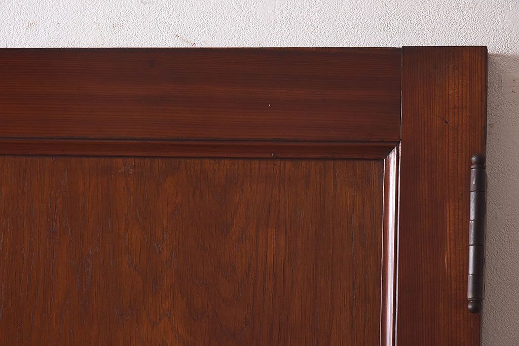 昭和レトロ　両開き　結霜ガラス入り!シンプルな木製アンティークドア(扉)2枚1対(1)