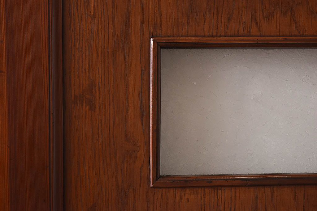 昭和レトロ　両開き　結霜ガラス入り!シンプルな木製アンティークドア(扉)2枚1対(1)