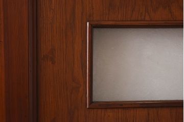 昭和レトロ　両開き　結霜ガラス入り!シンプルな木製アンティークドア(扉)2枚1対(1)