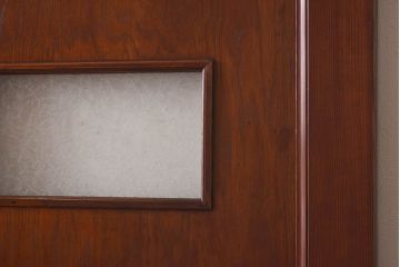 昭和レトロ　両開き　結霜ガラス入り!シンプルな木製アンティークドア(扉)2枚1対(1)