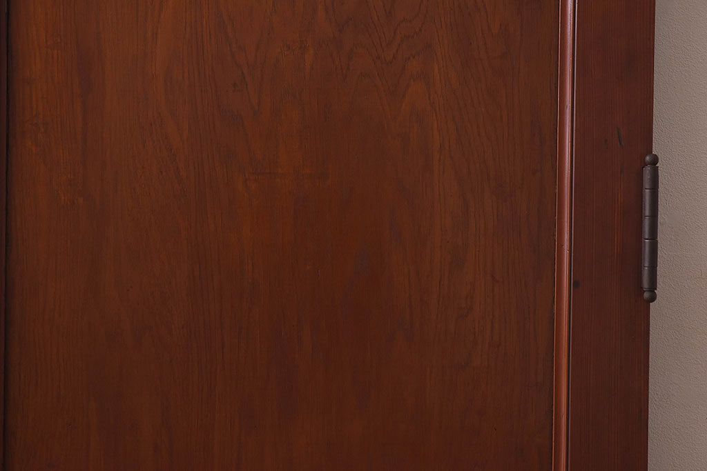 昭和レトロ　両開き　結霜ガラス入り!シンプルな木製アンティークドア(扉)2枚1対(1)