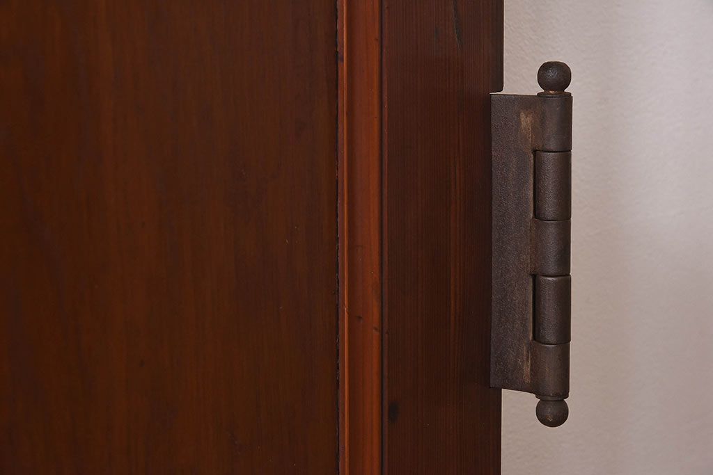 昭和レトロ　両開き　結霜ガラス入り!シンプルな木製アンティークドア(扉)2枚1対(1)