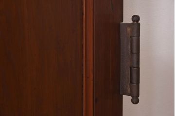 昭和レトロ　両開き　結霜ガラス入り!シンプルな木製アンティークドア(扉)2枚1対(1)