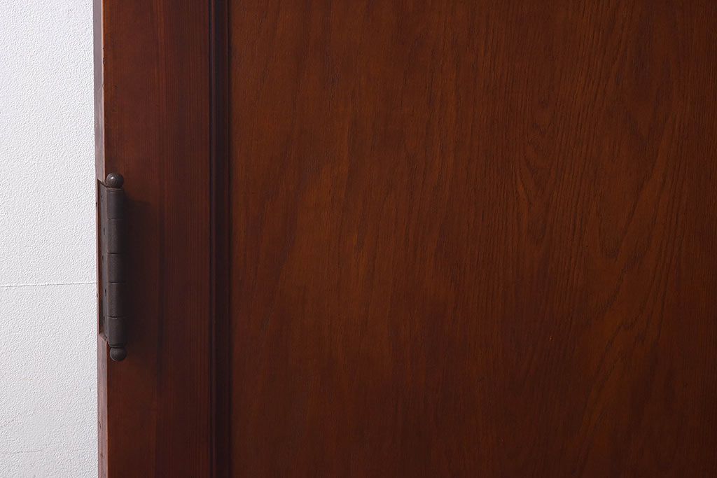 昭和レトロ　両開き　結霜ガラス入り!シンプルな木製アンティークドア(扉)2枚1対(1)