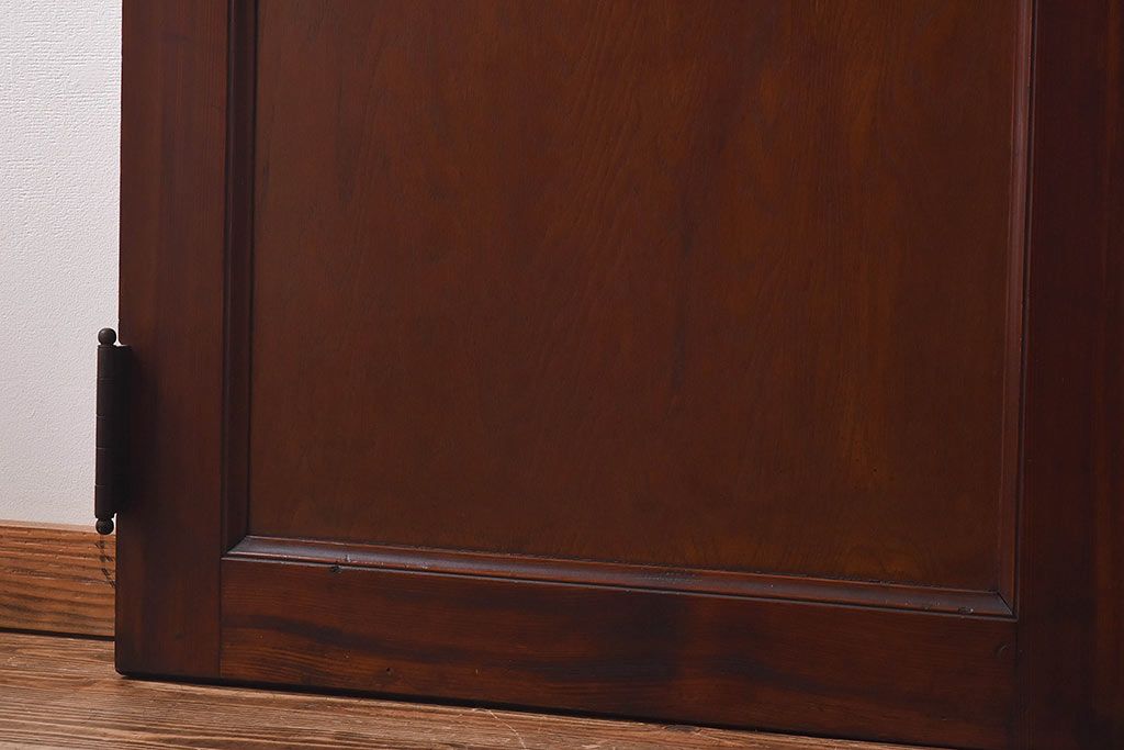 昭和レトロ　両開き　結霜ガラス入り!シンプルな木製アンティークドア(扉)2枚1対(1)