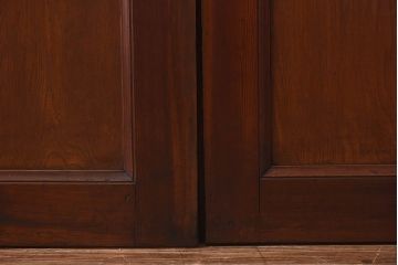 昭和レトロ　両開き　結霜ガラス入り!シンプルな木製アンティークドア(扉)2枚1対(1)