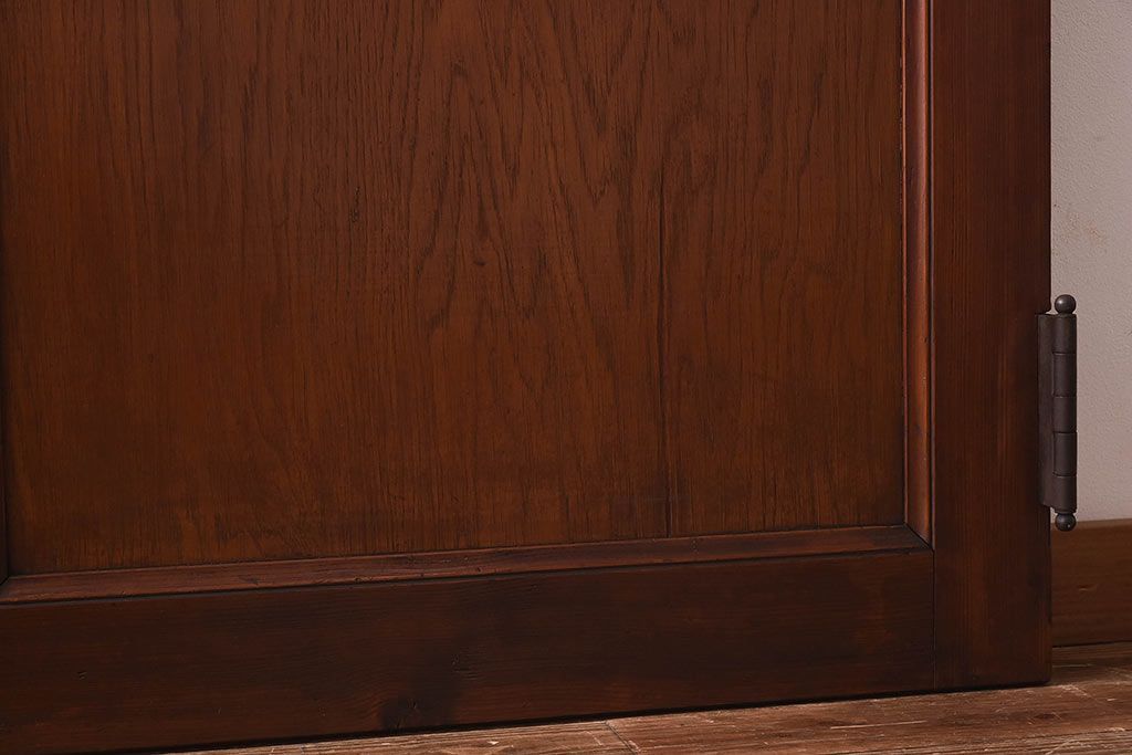 昭和レトロ　両開き　結霜ガラス入り!シンプルな木製アンティークドア(扉)2枚1対(1)