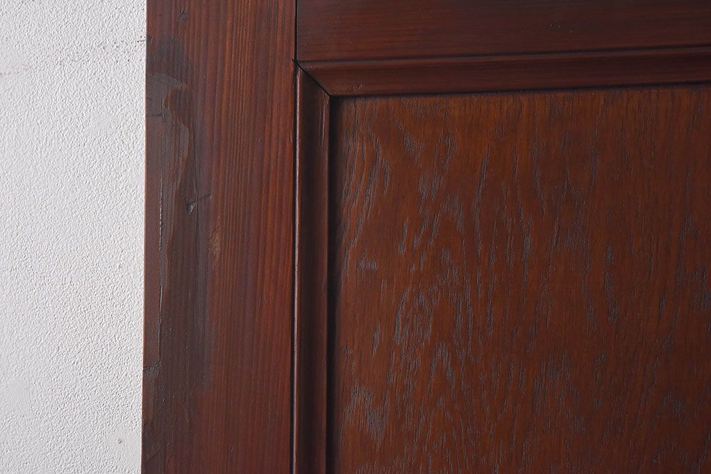 昭和レトロ　両開き　結霜ガラス入り!シンプルな木製アンティークドア(扉)2枚1対(1)