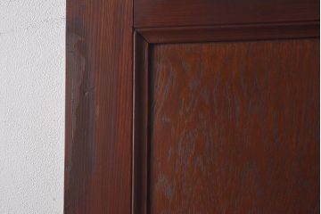 昭和レトロ　両開き　結霜ガラス入り!シンプルな木製アンティークドア(扉)2枚1対(1)